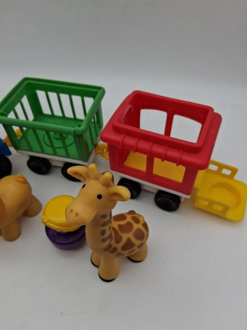Vtg 1991 Fisher Price Little People Chunky Circus Zoo Train w/Clown & 2 Animals